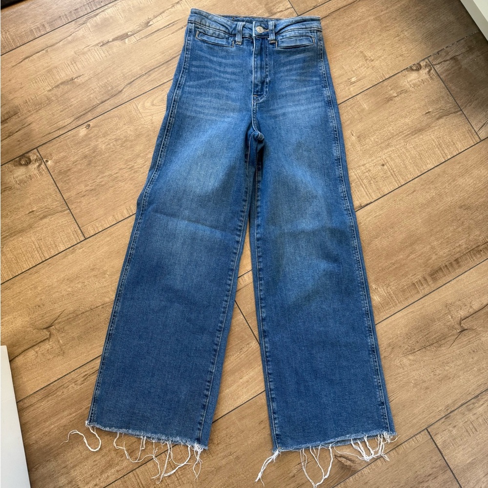 H&M Blue High Waisted Flare Wide-Leg Jeans